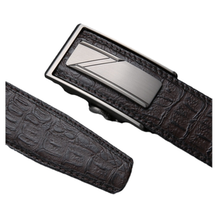 内穿男士皮带自动扣鳄鱼纹头层牛皮时尚潮男中青年爸爸腰带裤带