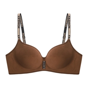 加厚5cm小胸聚拢内衣女显胸秋冬丝绒字母肩带平胸专用馒头杯文胸