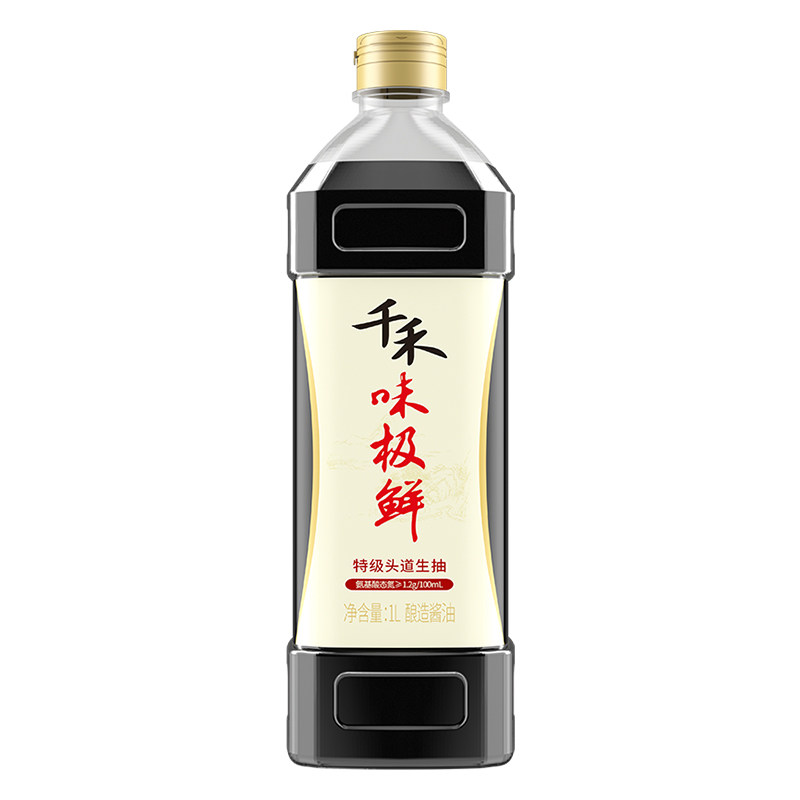 千禾味极鲜特级生抽1L酿造酱油 家用厨房调味料提味增鲜