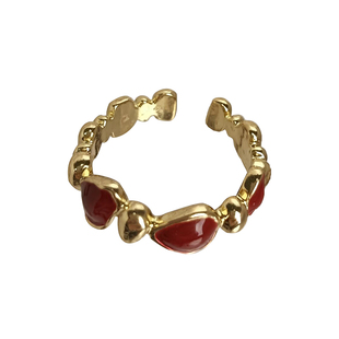 安可拉红色滴釉开口戒指女轻奢小众高级感食指戒复古显白叠戴指环