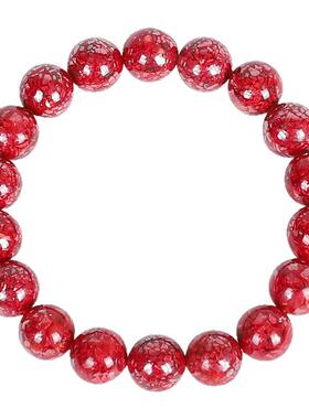 万山原产地朱砂晶体手链高纯度原矿晶体高透光手串男女本命年