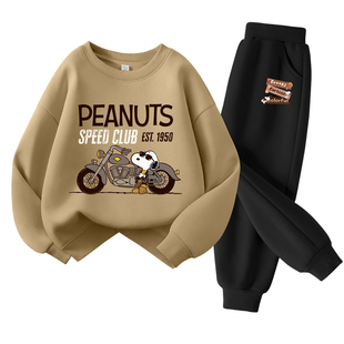 史努比男童潮帅气时髦套装春秋款2026新款儿童运动服男孩春装卫衣