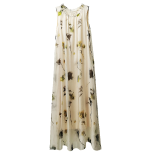 桑蚕丝印花连衣裙浪漫度假风女2025春夏新款仙气飘逸真丝背心长裙