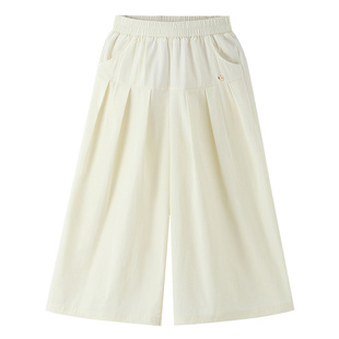 【伞状阔腿】安奈儿童装女童裤子2026夏新款休闲纯色宽松九分裤