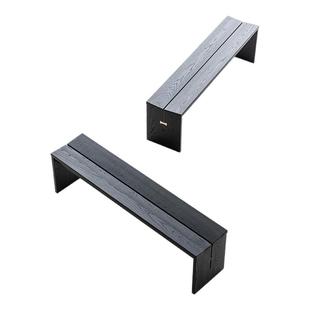 叁几  飞花长凳 白蜡木实木黑色餐椅侘寂风蝴蝶结换鞋凳床尾凳