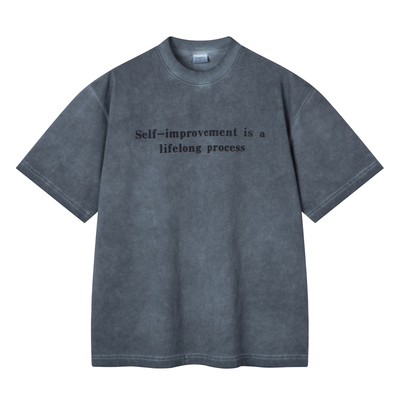 SANBAI叁佰水洗灰炒雪花T