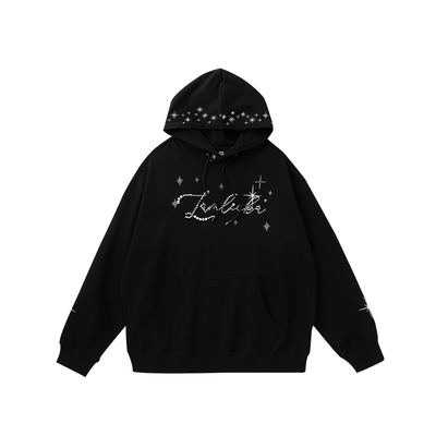 LAMLICKA简约字母烫钻圆领卫衣