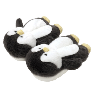 企鹅棉拖鞋女冬季2025新款室内家居保暖毛绒包跟棉鞋情侣外穿全包