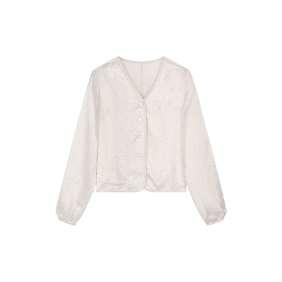 Basic House/百家好冰感醋酸缎面防晒衬衫夏季新款长袖空调衫