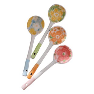 陶瓷勺子家用可爱汤勺子个人专用长柄勺网红儿童小勺饭勺小号汤匙