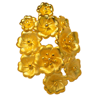 新中式繁花戒指备婚新娘镀黄金色戒指活口大花戒指鎏金婚戒送礼盒