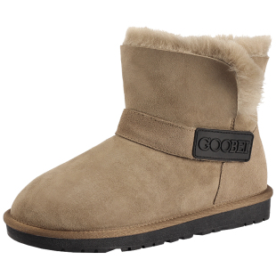 GOOBEI古贝2025新款雪地靴男羊皮毛一体短靴情侣真皮保暖防滑棉鞋
