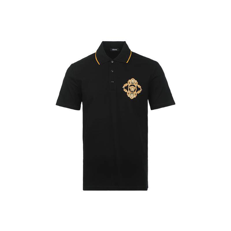 【自营】Versace/范思哲男士图案刺绣商务休闲翻领POLO衫短袖T恤