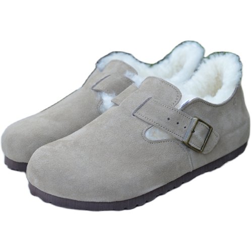 河南桑坡村羊皮毛一体勃肯鞋全包牛皮雪地靴豆豆鞋软木底加绒女冬