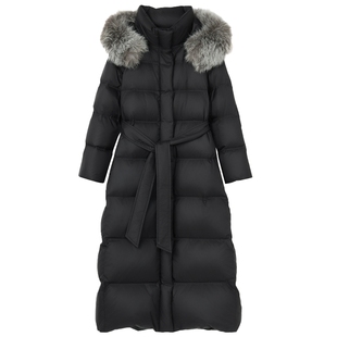 【匈牙利白鹅绒】LANCY/朗姿2025冬新款毛领百搭连帽长款羽绒服厚