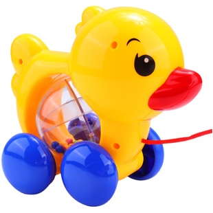 儿童拖拉玩具宝宝学步牵引小鸭子拉线响铃拉着走的动物狗拉绳一岁