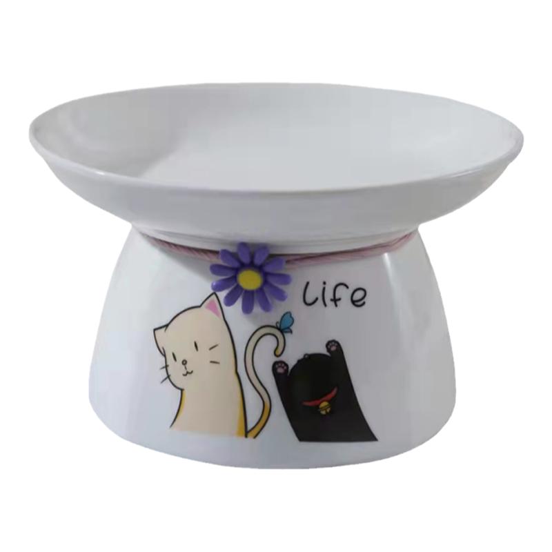 猫碗陶瓷宠物碗猫盆饮水碗猫粮碗可爱高脚猫咪碗食盘护颈猫狗用品
