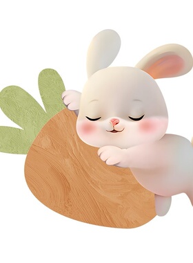 可爱卡通月亮兔子儿童房装饰挂画