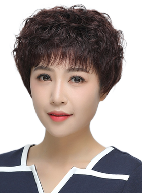假发妈妈款夏天薄款全真短卷发