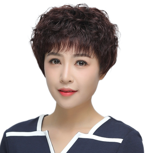假发女全头套短发真人发丝中老年妈妈卷发全真自然头顶无痕隐形