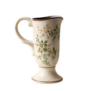 新中式复古冰裂陶瓷花瓶摆件胡桃木餐桌客厅水养插花器干花装饰品