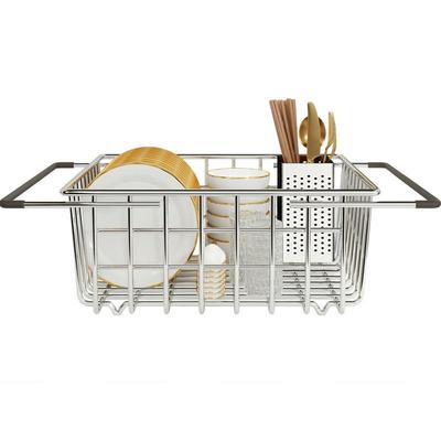 水槽不锈钢沥水篮可伸缩带筷笼