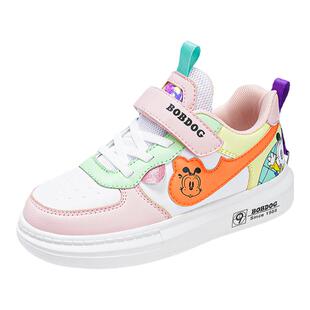 巴布豆儿童aj版鞋女2026年春秋新款中大童透气小女孩皮面运动板鞋