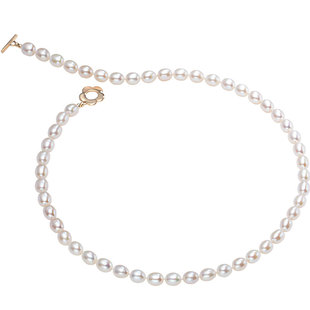 南珠宫芙蕊椭圆强光淡水珍珠项链合金扣 时尚送女友老婆 无核