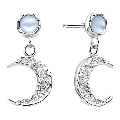周也同款月亮吊坠耳钉