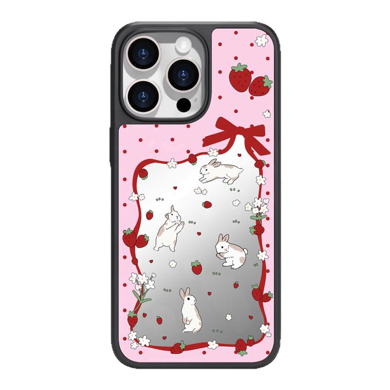 benefit碎花草莓蝴蝶结兔子17适用于iphone16promax苹果15PRO镜面磁吸手机壳13新款14小米15PRO防摔三星S25