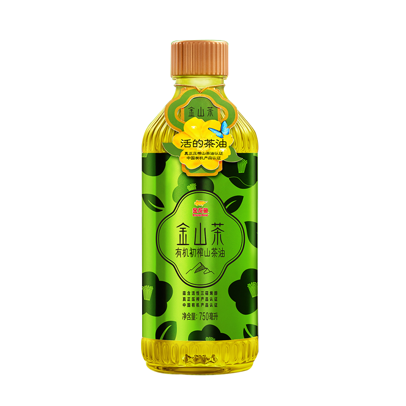 金龍魚金山茶有機初榨山茶油750ML天然茶籽油食用油官方正品