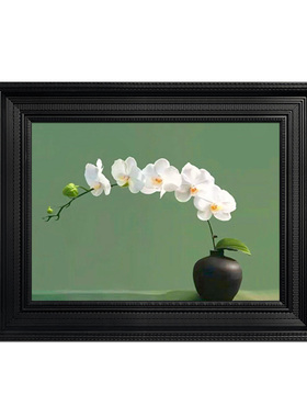 u作【蝴蝶兰】中古风装饰画新中式手工油画挂画玄关客厅餐厅挂画