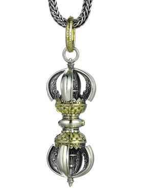 十字金刚杵吊坠复古白铜个性饰品