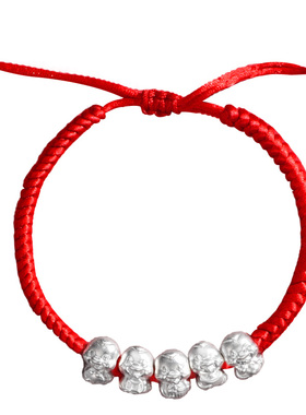 吴越老银铺足银999五福蛇手链