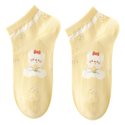 caramella袜子新款袜子女防滑浅口女款网眼透气薄船袜女士短袜