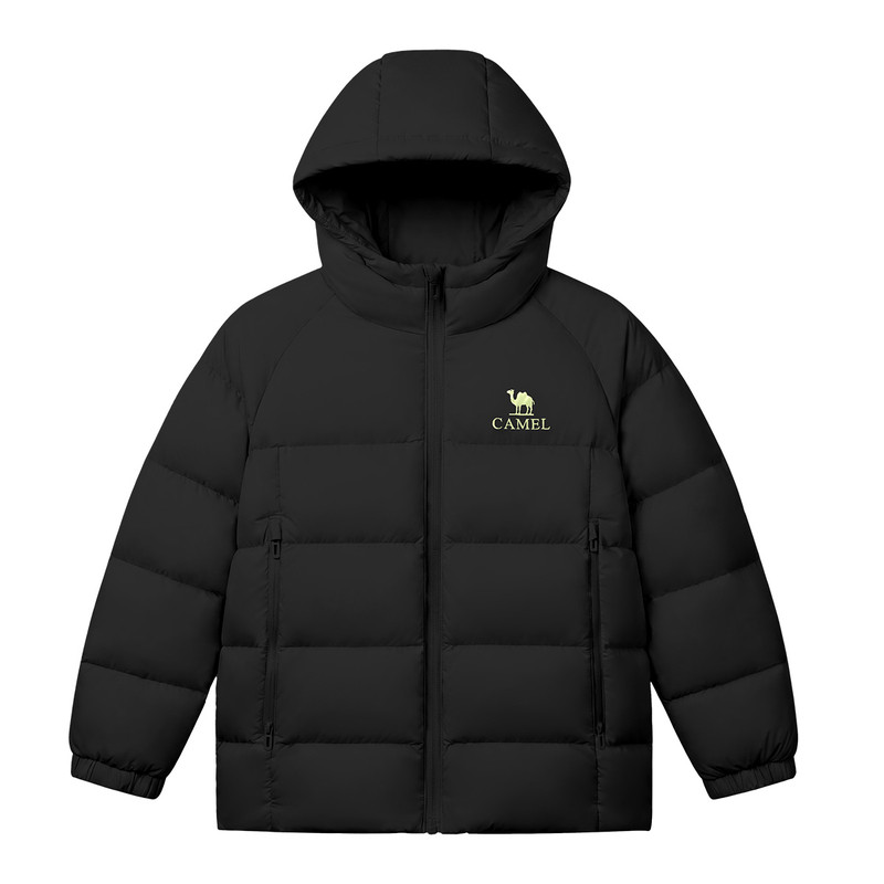 骆驼儿童羽绒服女童2026新款90鹅绒连帽保暖外套面包服男童短款