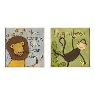 儿童房装饰画墙面壁画床头卧室挂画男孩房间猴子卡通动物布艺壁画