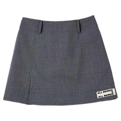 【洪潇同款】ALL BEINGS2025SS夏季新款轻薄混纺羊毛须边a字短裙