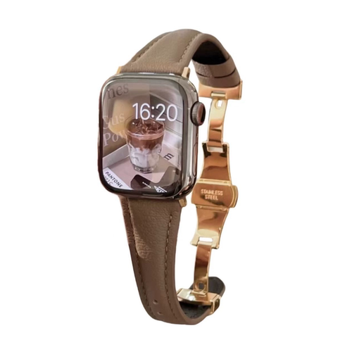 蝴蝶扣细款真羊皮柔软星光适用于s10代applewatch987SE静静的表带