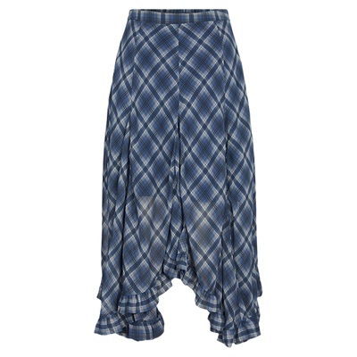 MOUSSY 春季新品波嘻风格纹不规则荷叶边半身裙028JSX31-1034