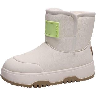 木林森女鞋2025新款冬季加绒保暖雪地靴女士中筒靴厚底防寒大棉鞋