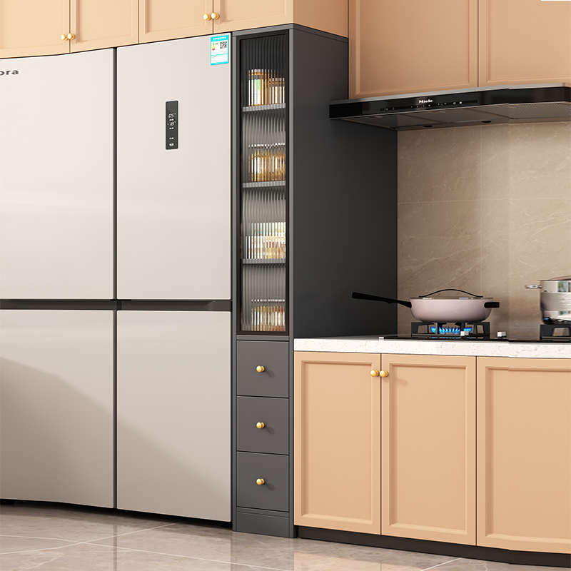 厨房实木餐边柜冰箱收纳柜靠墙边柜极窄夹缝抽拉抽屉储物柜置物架