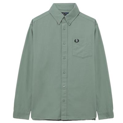 FRED PERRY男士休闲衬衫2025冬季新款宽松麦穗刺绣长袖衬衣M5516