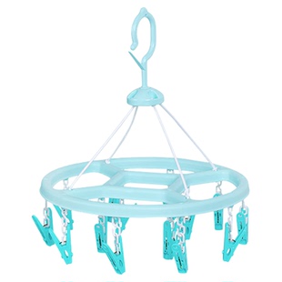 茶花圆形衣架晾衣夹挂袜子晒内衣架袜夹的架子神器带多夹子型圆盘