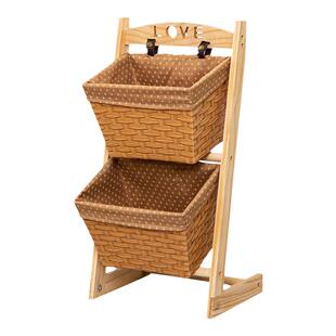 实木置物架落地布艺玩具收纳架零食架杂志书报架杂物储物架子家用