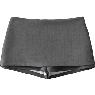 棉洋 复古个性双边拉链开叉包臀mini裤裙 性感辣妹低腰西装短半裙