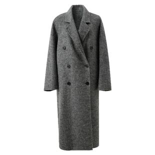 【阿尔巴卡】三彩2025冬季新款双面呢大衣绵羊毛呢外套长款S