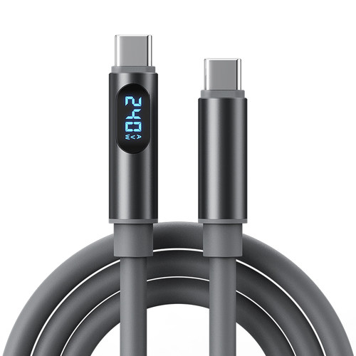 适用苹果16pro华为手机mate60pro88W/oppo100w手机全协议充电线智能数显双type-c240Wcarplay车载通用数据线