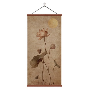 宋代美学荷花画2025新款玄关挂画客厅走廊过道装饰画书房茶室壁画