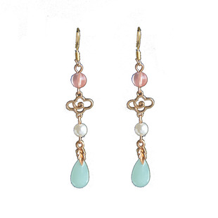 青绿色耳环耳夹女无耳洞长流苏仙气质旗袍汉服耳环2022年新款潮